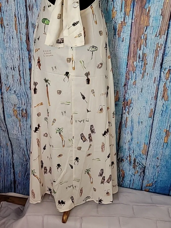 Commense Cream Tropical Print Linen Maxi Dress - Picture 9 of 16